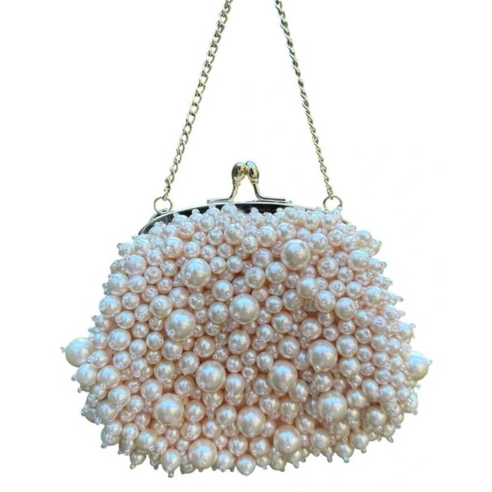 Banana Republic Pearl Beaded Clutch Bag Bridal Bride to Be Engagement